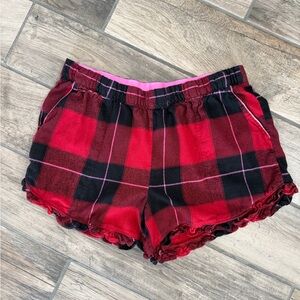 Soma Flannel Red and Black Super Soft Plaid Pajama Shorts ”Wrapped Up Red Plaid”